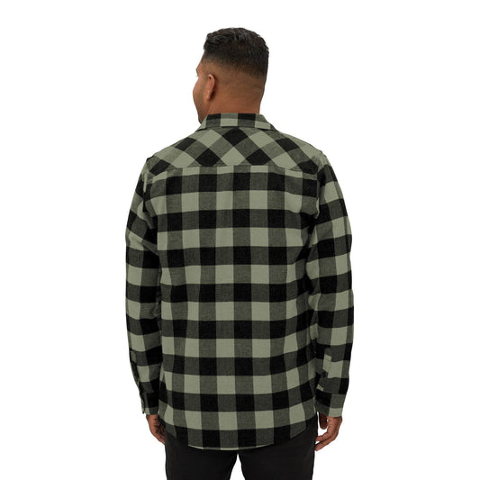 Olive Plaid Men Luxury Flannel Shirt - IVORYNN