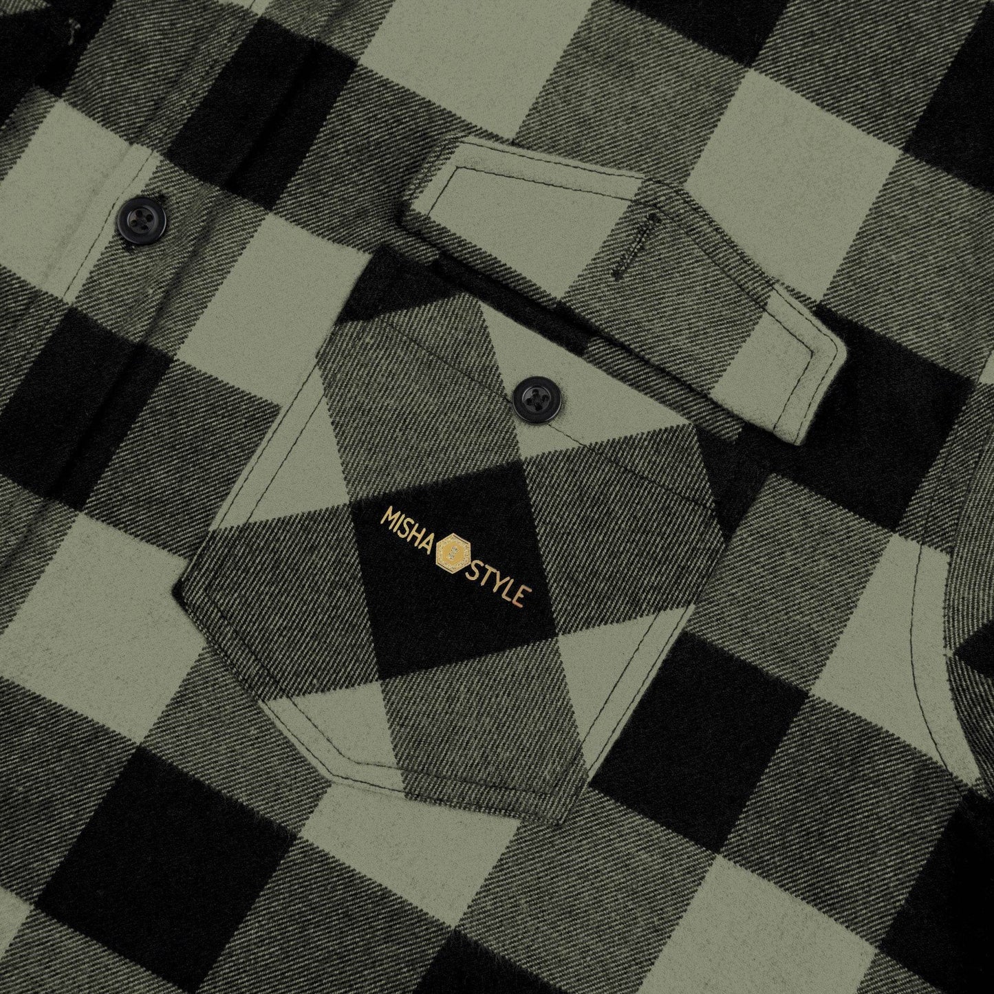 Olive Plaid Men Luxury Flannel Shirt - IVORYNN