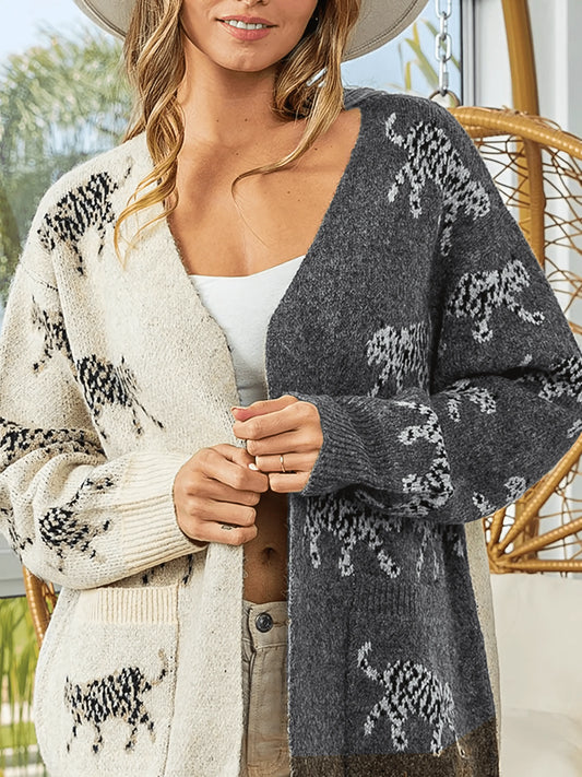 Open Front Cardigan with Pockets - IVORYNN