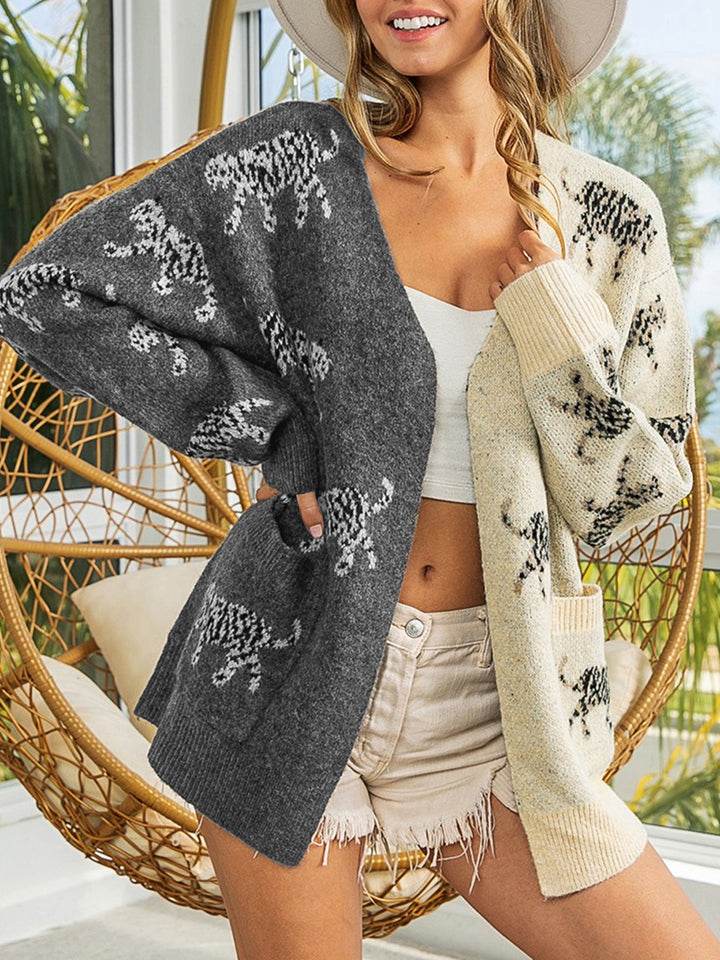 Open Front Cardigan with Pockets - IVORYNN