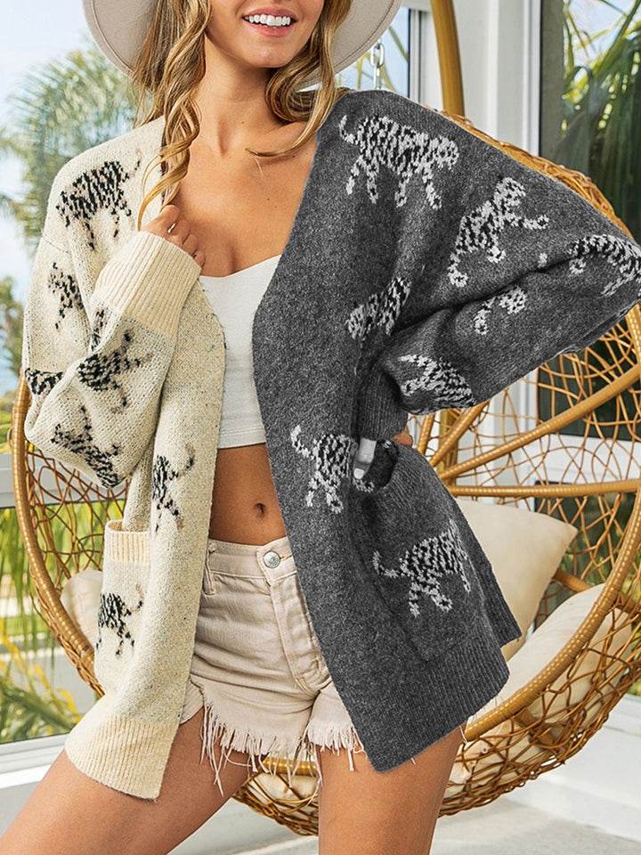 Open Front Cardigan with Pockets - IVORYNN