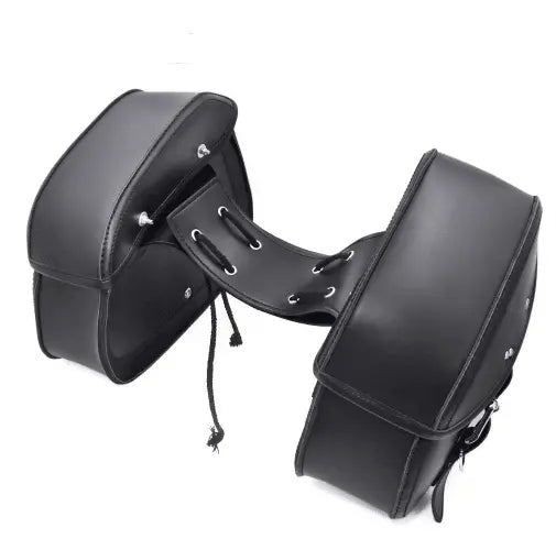 PU Leather Motorcycle Black Saddlebags - IVORYNN
