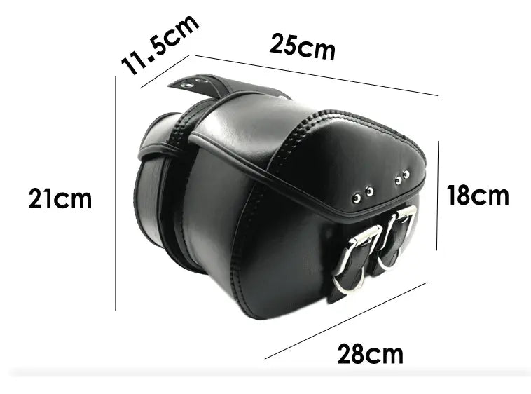 PU Leather Motorcycle Black Saddlebags - IVORYNN