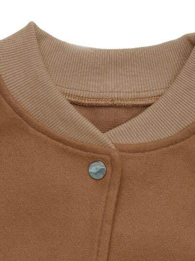 Perfee Baseball Collar Snap Down Jacket - IVORYNN