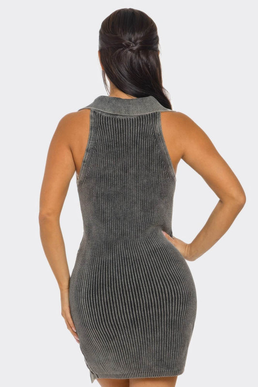 Plaid Gray Soft stretch Mineral Wash Dress - IVORYNN