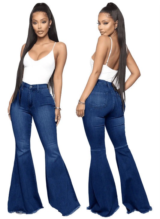 Plus Size Stretch High Waist Flare Jeans - IVORYNN