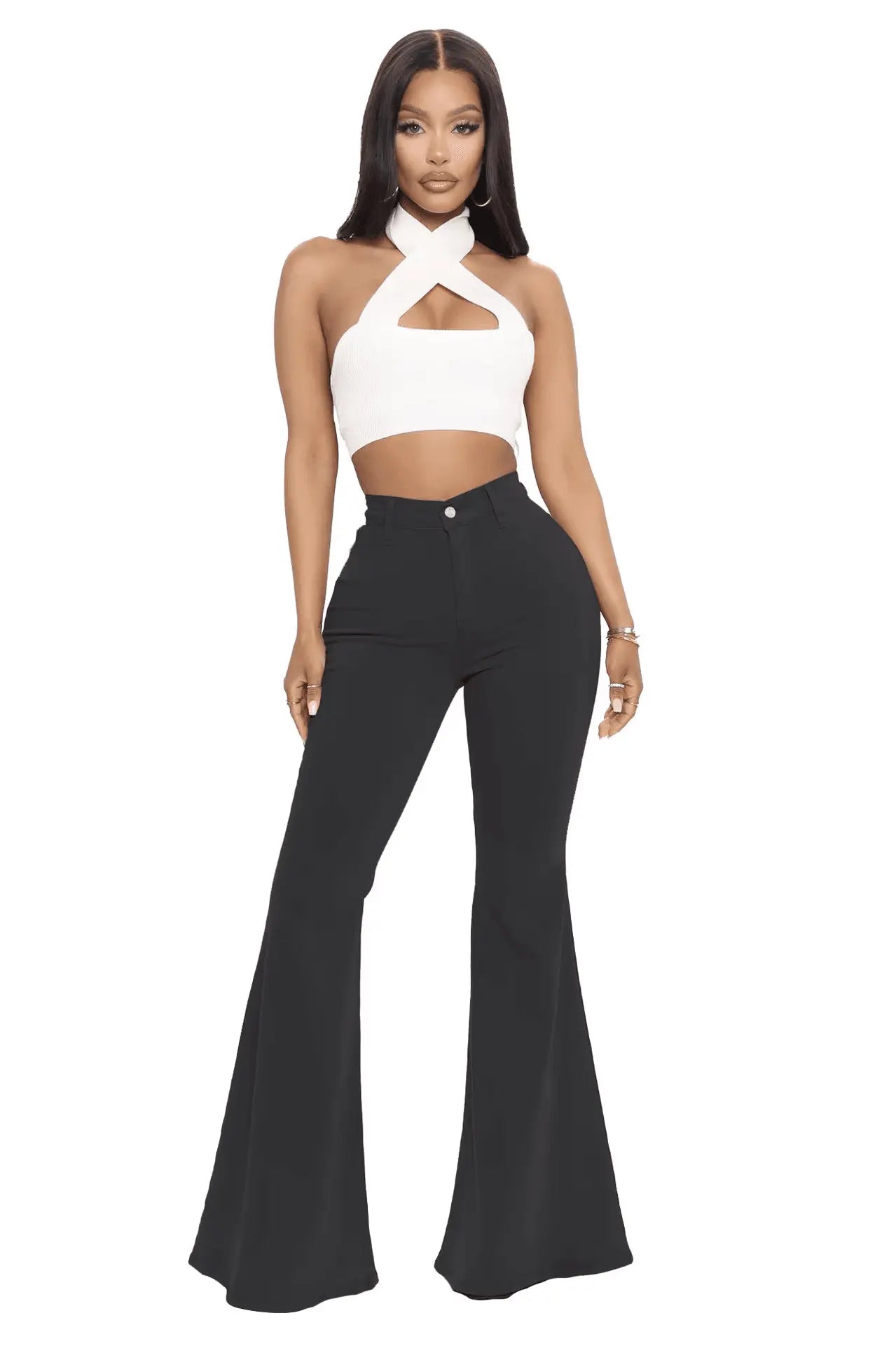 Plus Size Stretch High Waist Flare Jeans - IVORYNN
