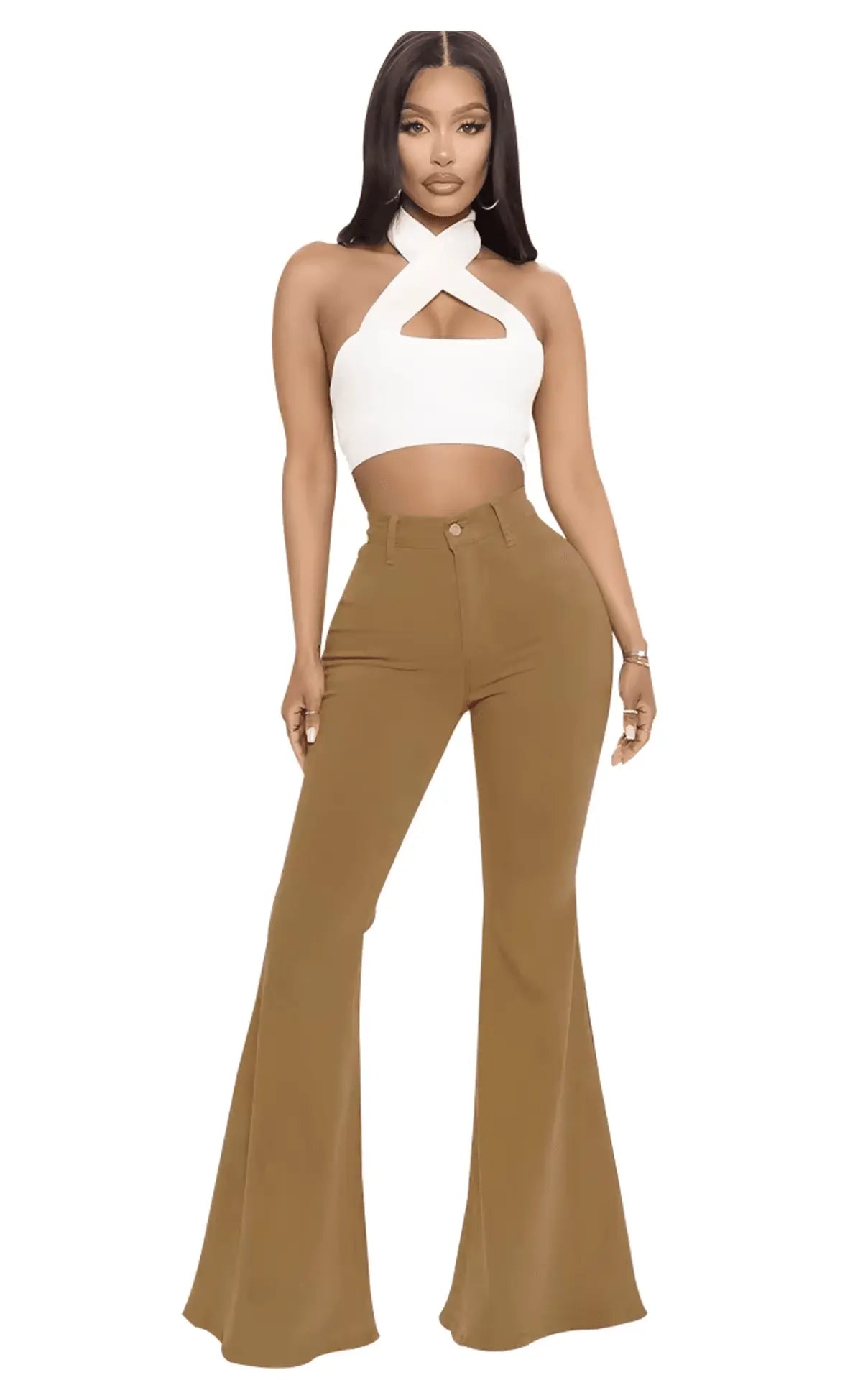 Plus Size Stretch High Waist Flare Jeans - IVORYNN