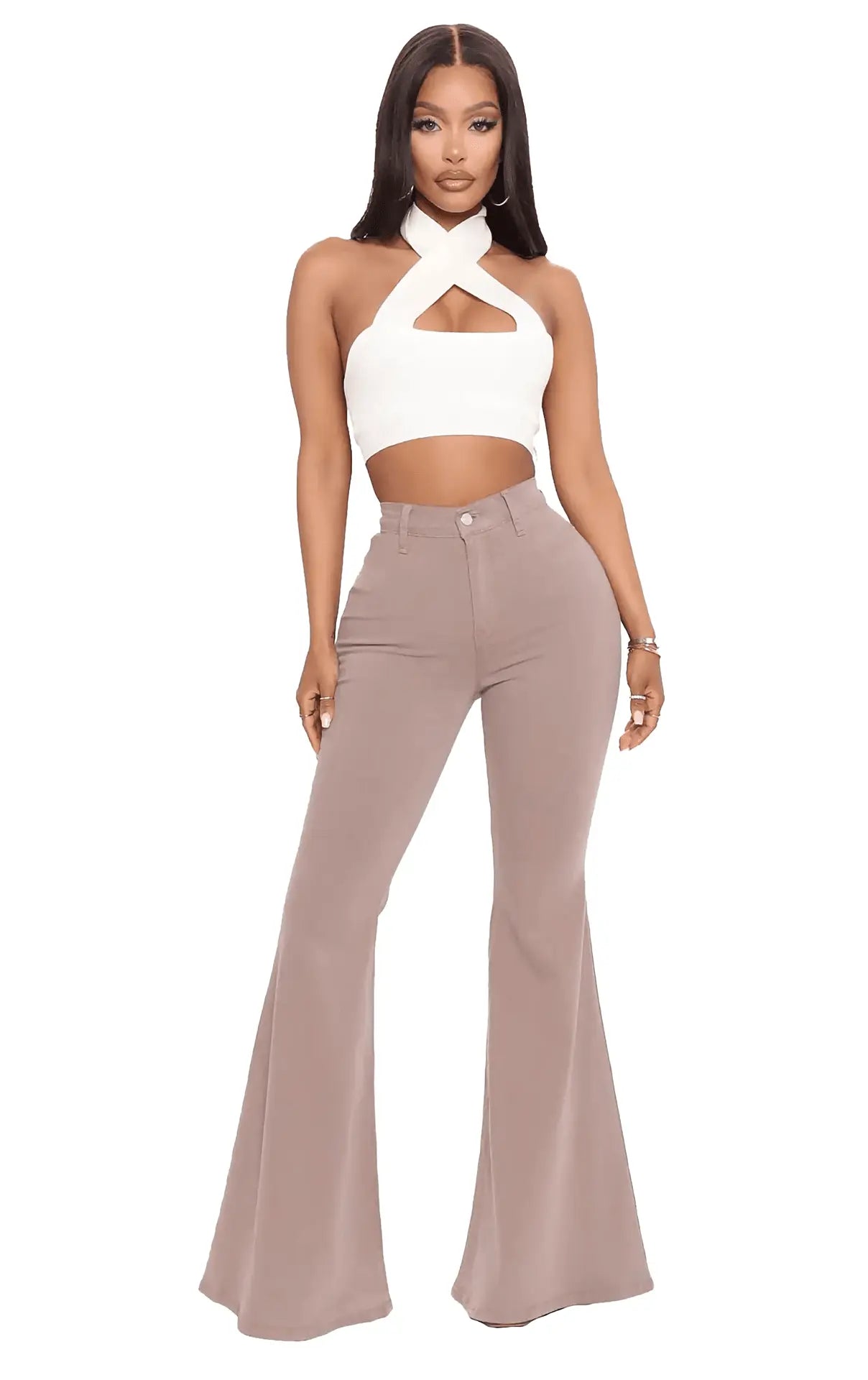 Plus Size Stretch High Waist Flare Jeans - IVORYNN