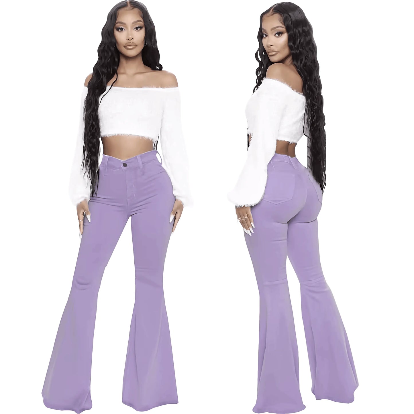 Plus Size Stretch High Waist Flare Jeans - IVORYNN