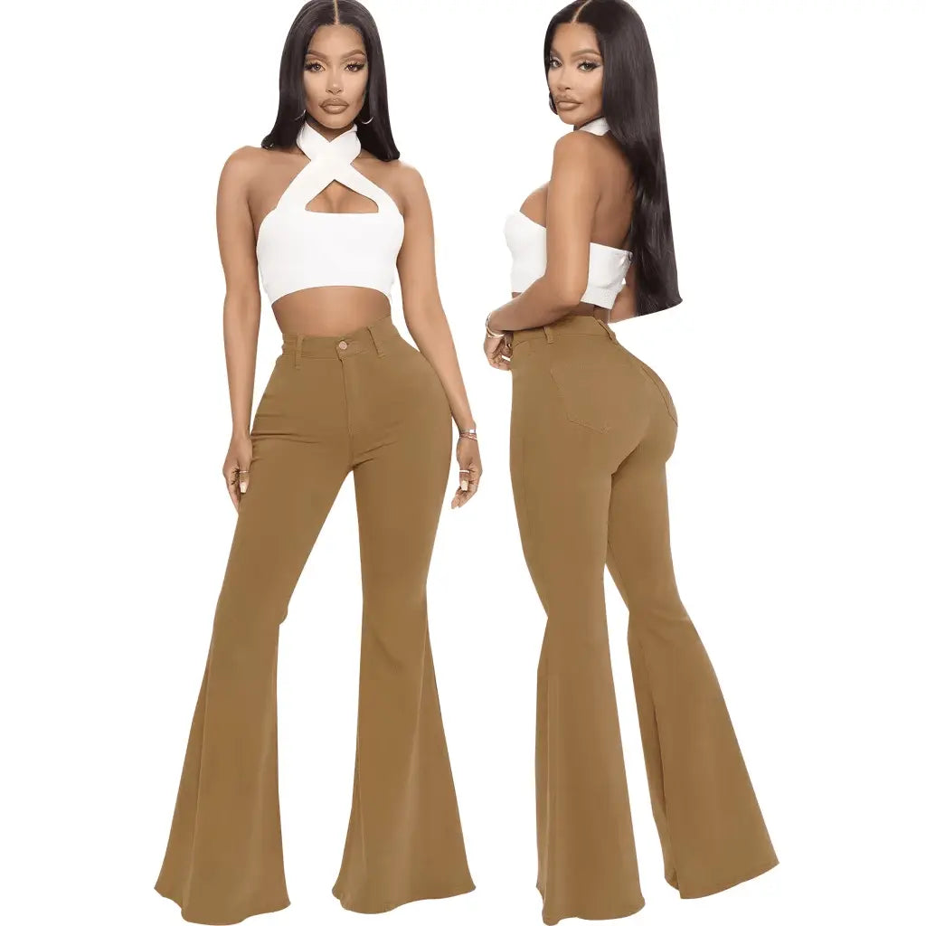 Plus Size Stretch High Waist Flare Jeans - IVORYNN