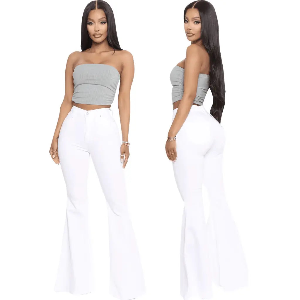 Plus Size Stretch High Waist Flare Jeans - IVORYNN