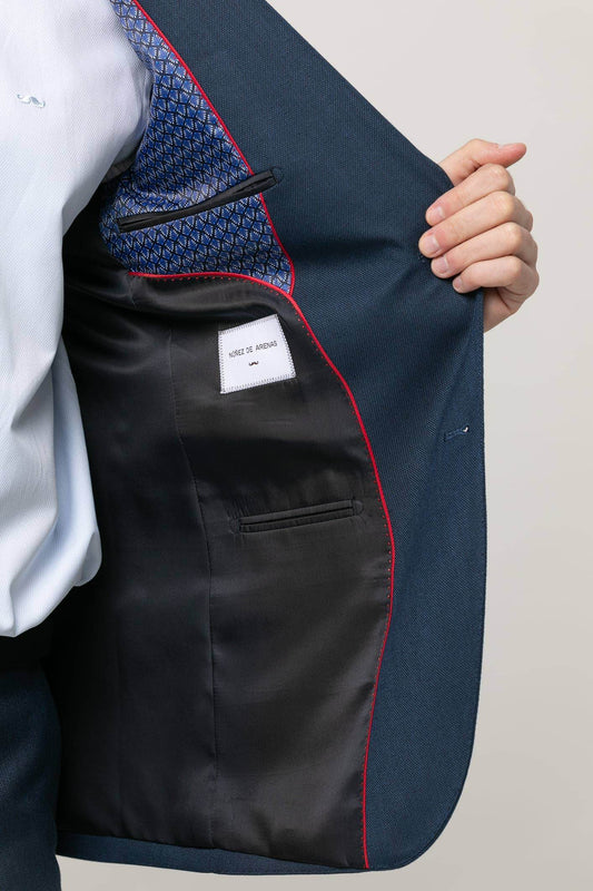 Premium Navy Blue Slim Fit Stretch Suit - IVORYNN