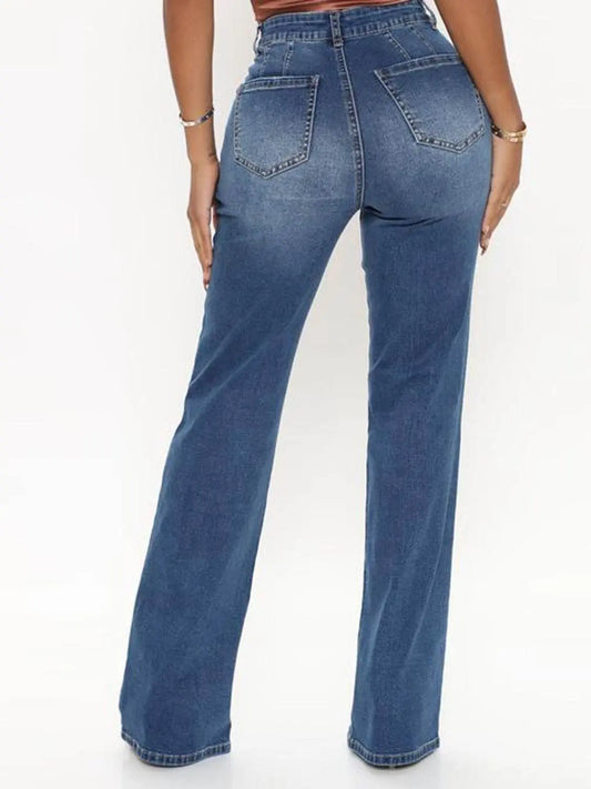 Raw Hem High Waist Jeans - IVORYNN