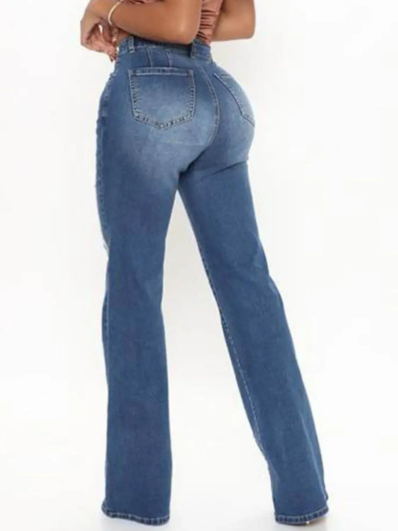 Raw Hem High Waist Jeans - IVORYNN