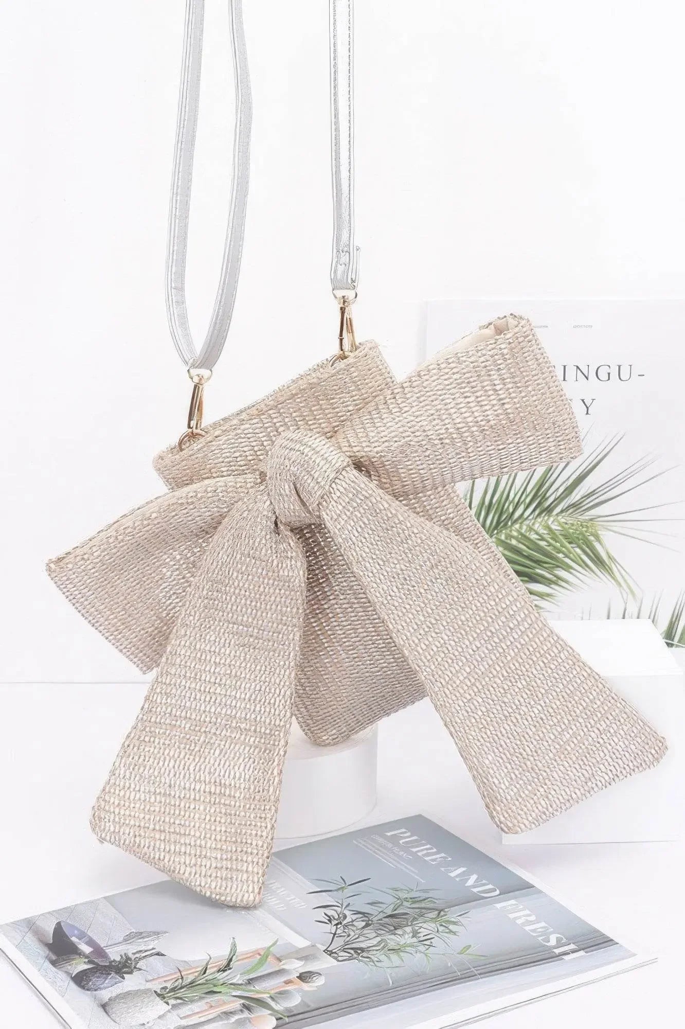 Rectangle with a Ribbon Bow Bliss Clutch - IVORYNN