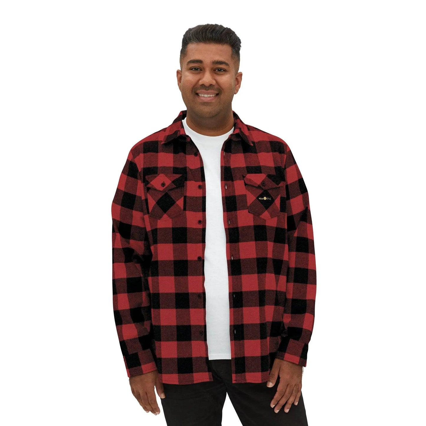 Red Plaid Men Luxury Flannel Shirt - IVORYNN