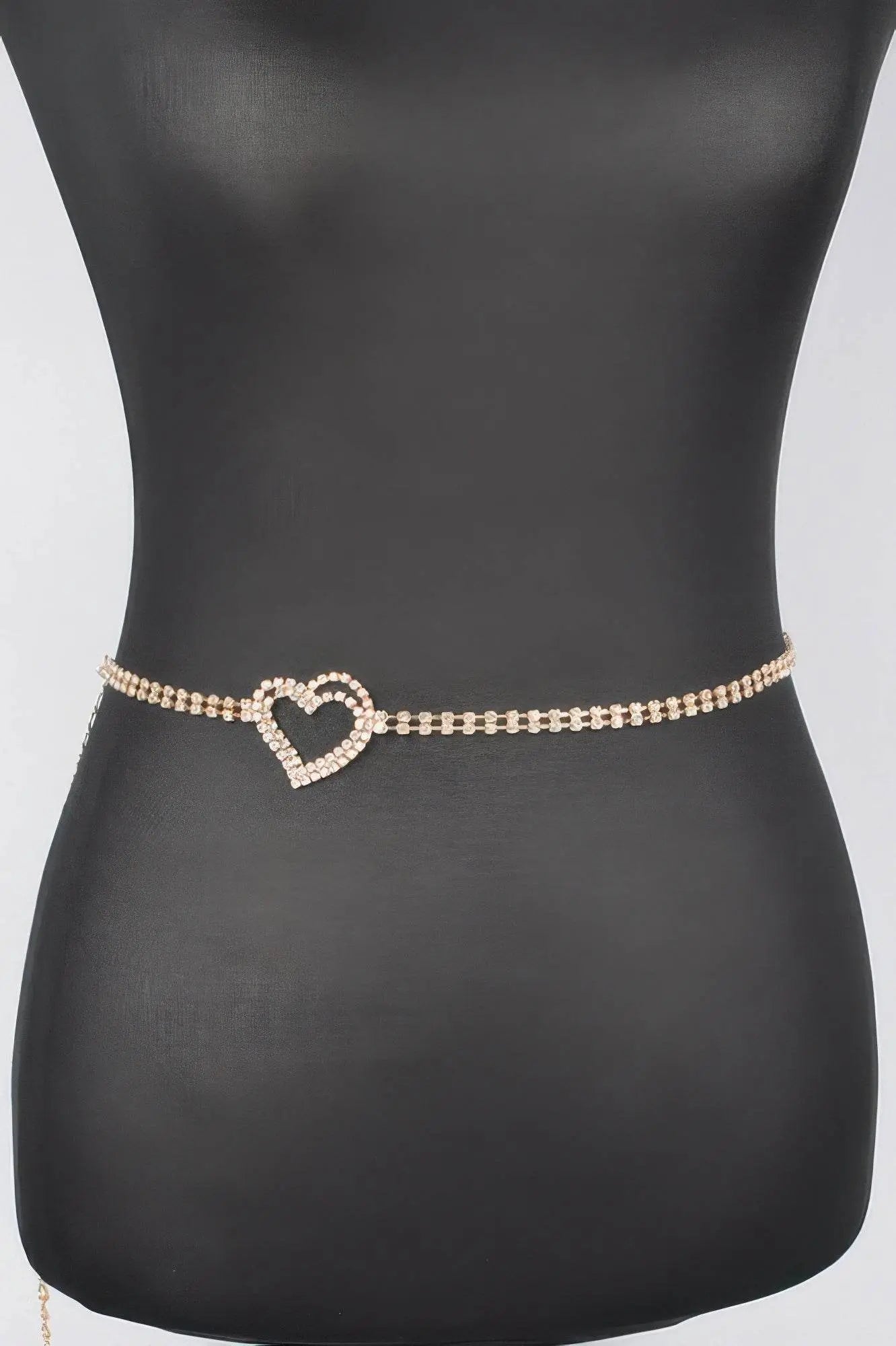 Rhinestone Heart Chain Belt - IVORYNN