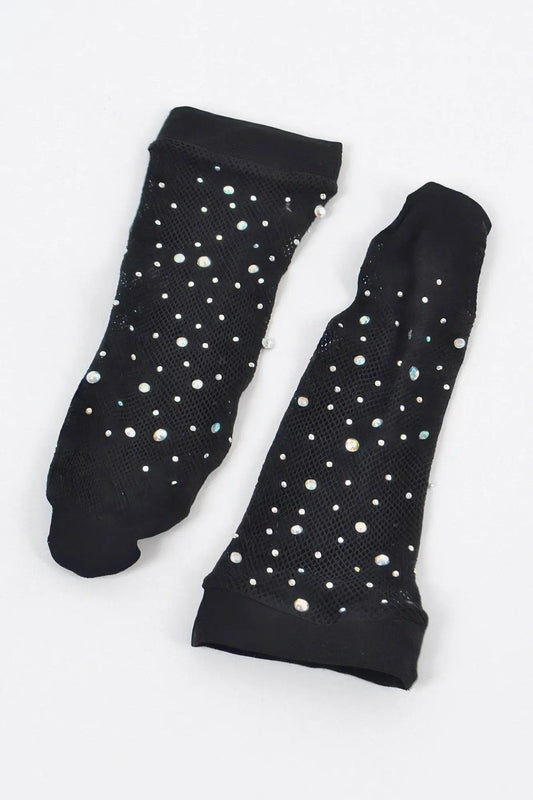 Rhinestone Mesh Socks - IVORYNN
