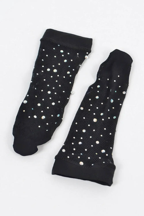 Rhinestone Mesh Socks - IVORYNN