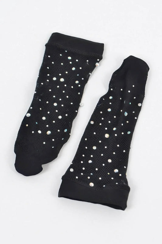 Rhinestone Mesh Socks - IVORYNN