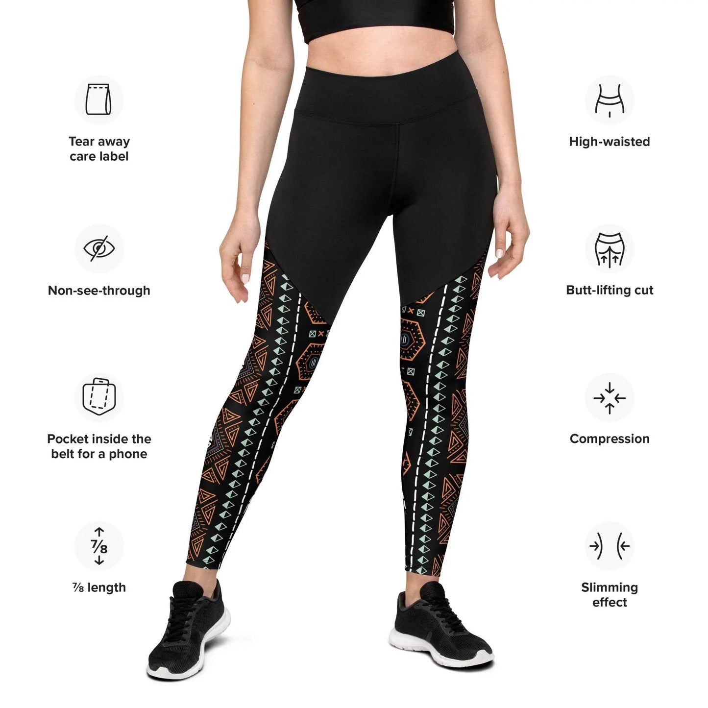 Royal Decoration Black Sports Leggings - IVORYNN