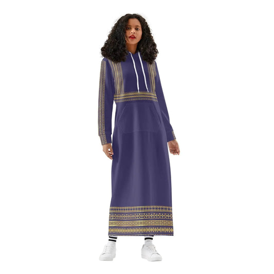 Royal violet Casual Long Hoodie Dress - IVORYNN