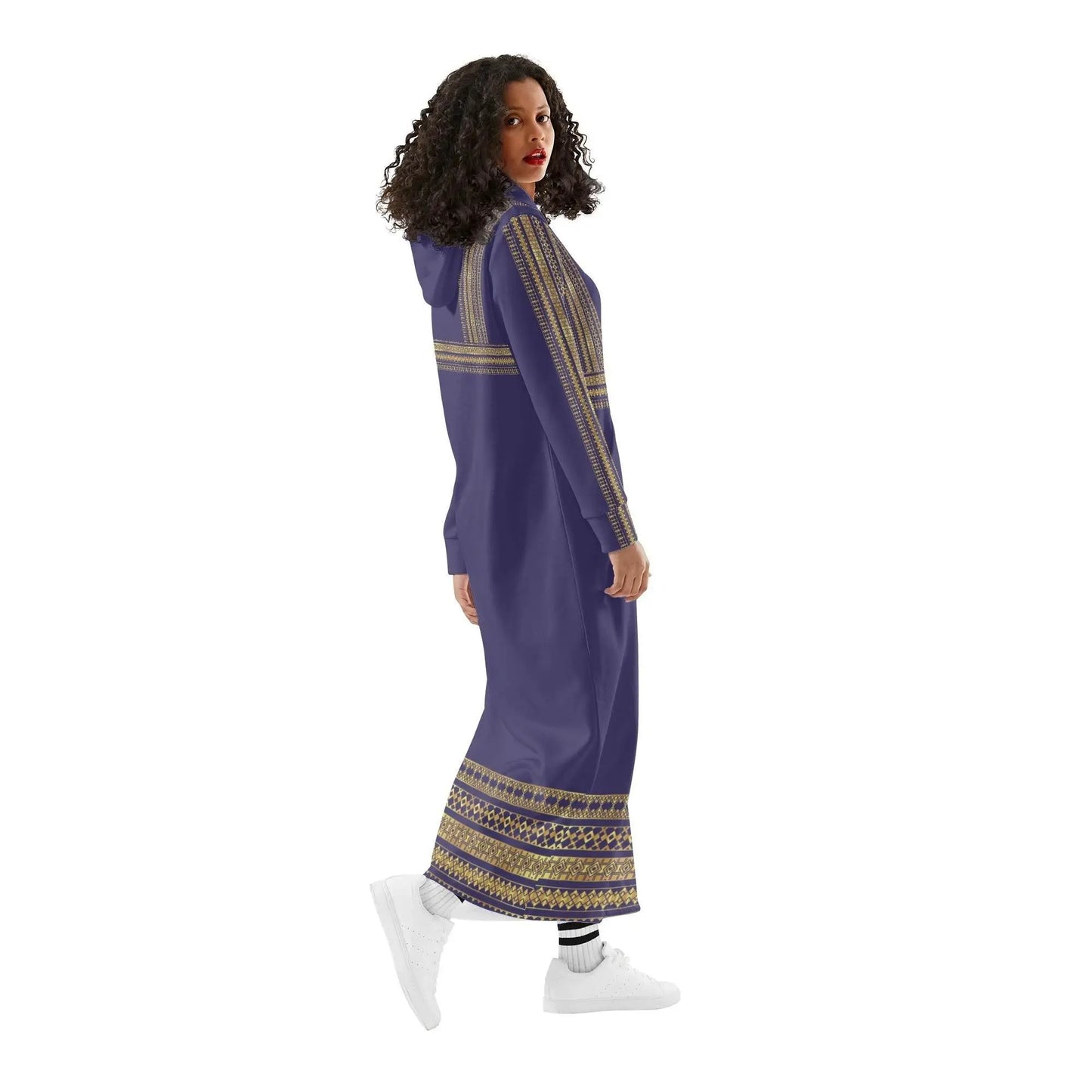 Royal violet Casual Long Hoodie Dress - IVORYNN