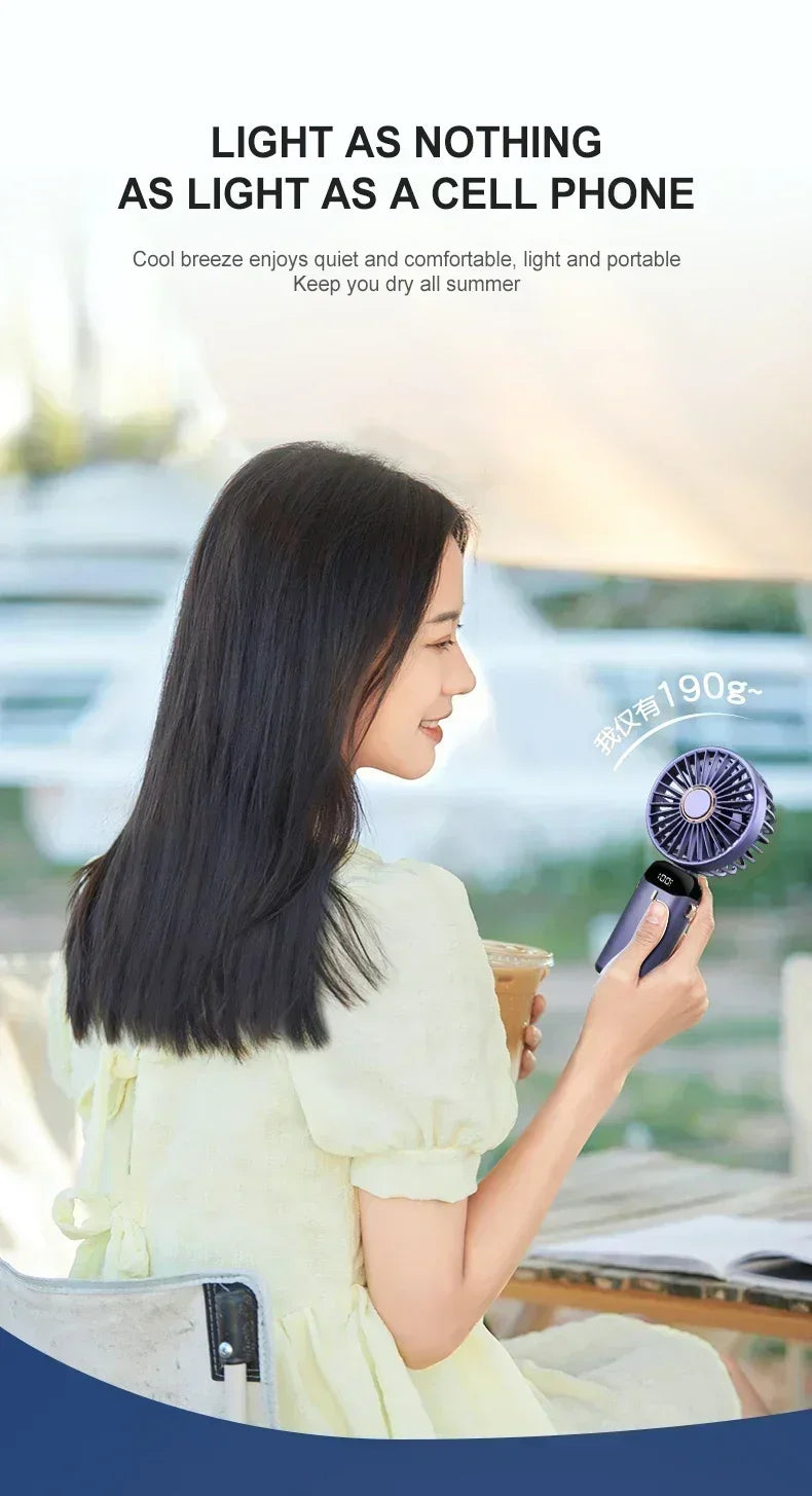 Handheld Mini Fan Foldable Portable 1800mAh