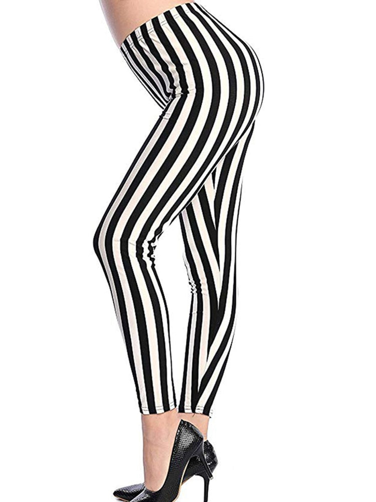 Patterned Print Vintage Elastic Leggins- Plaid