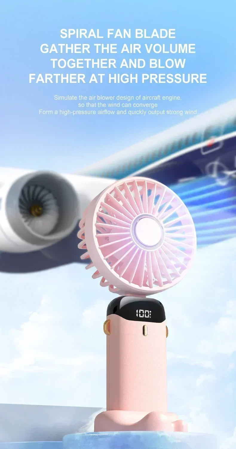 Handheld Mini Fan Foldable Portable 1800mAh