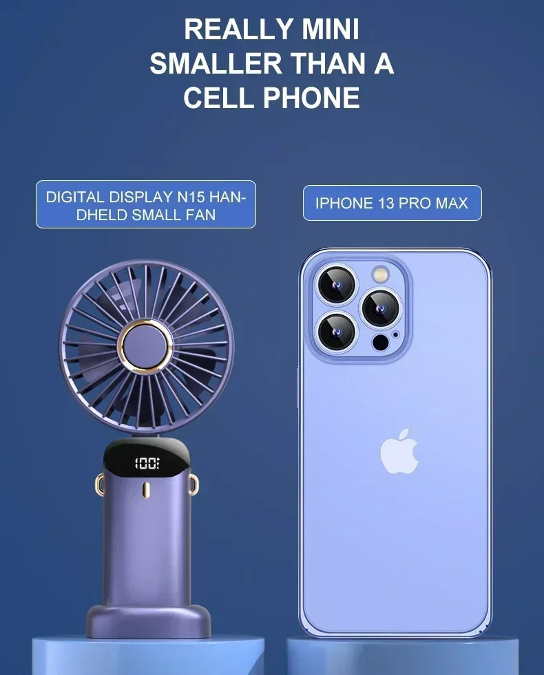 Handheld Mini Fan Foldable Portable 1800mAh