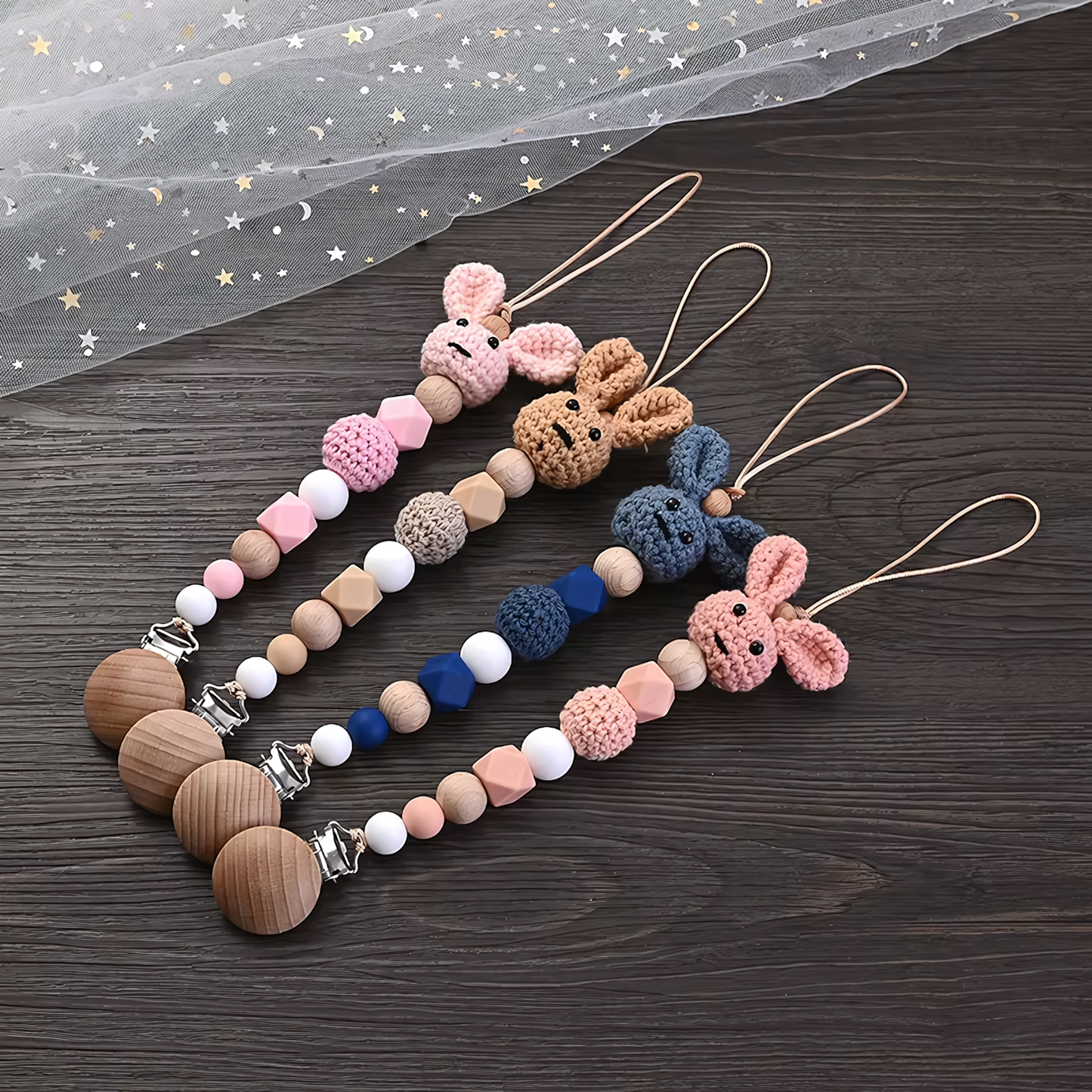 Woody Baby Wooden Pacifier Clip