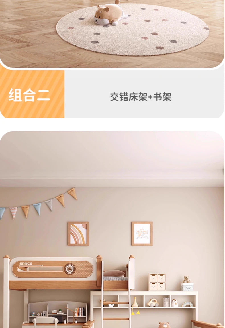 Solid Wood With Upper and lower Bunk Bed
