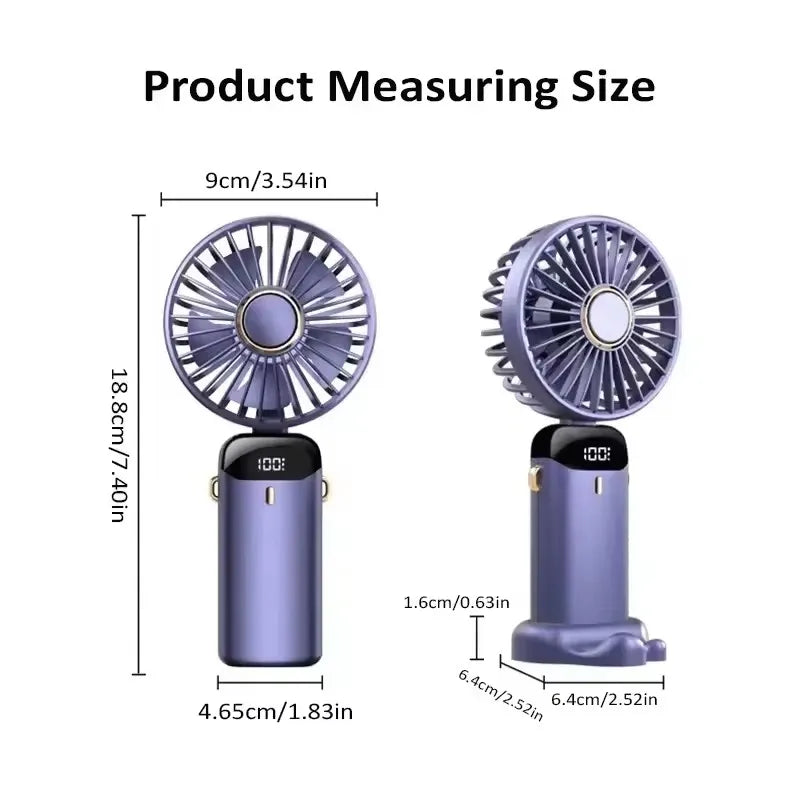Handheld Mini Fan Foldable Portable 1800mAh