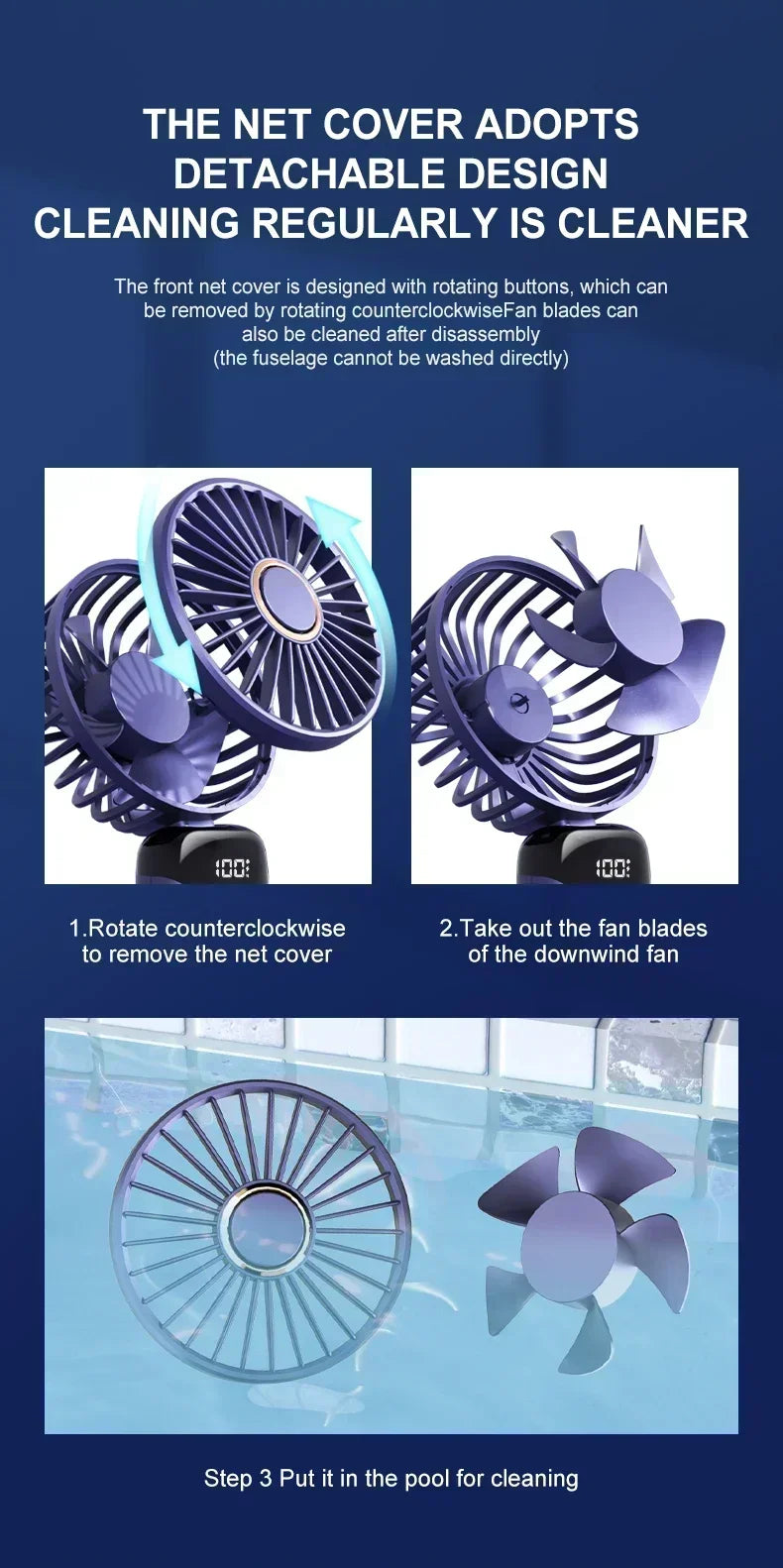 Handheld Mini Fan Foldable Portable 1800mAh