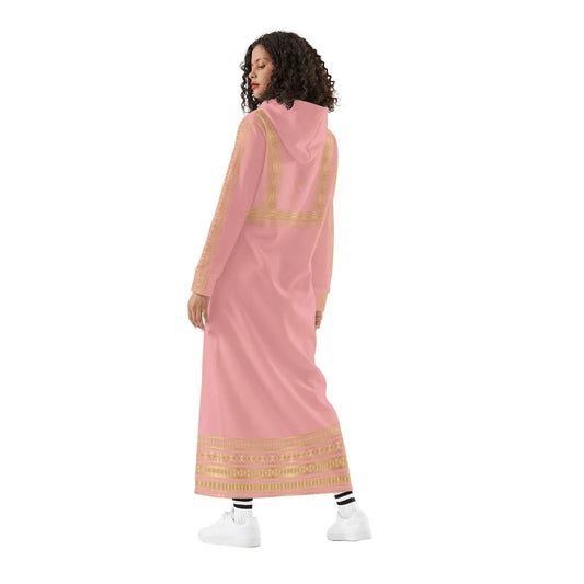 Shimmering Blush Casual Long Hoodie Dress - IVORYNN