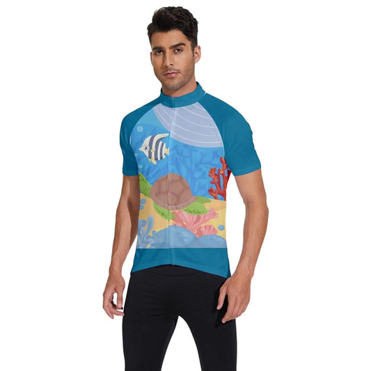 Short Sleeve Cycling Jersey - Sea Blue - IVORYNN