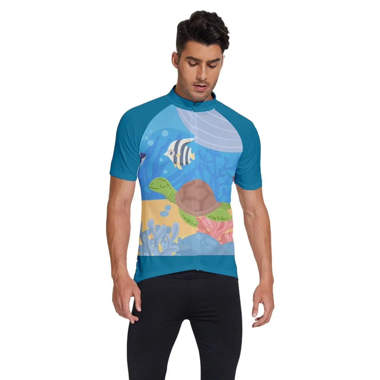 Short Sleeve Cycling Jersey - Sea Blue - IVORYNN