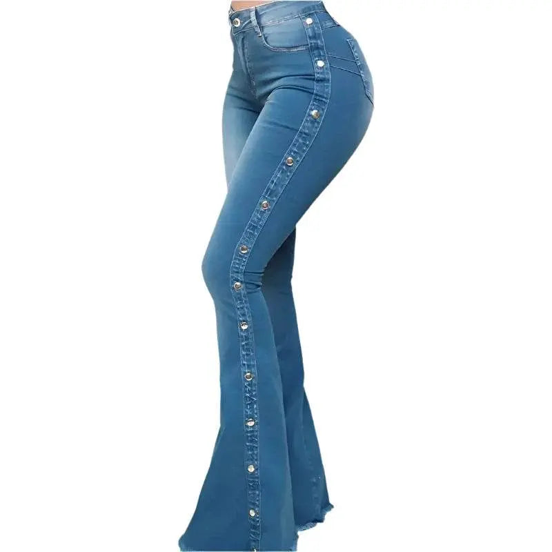 Side Cut Out Flare Jeans - IVORYNN