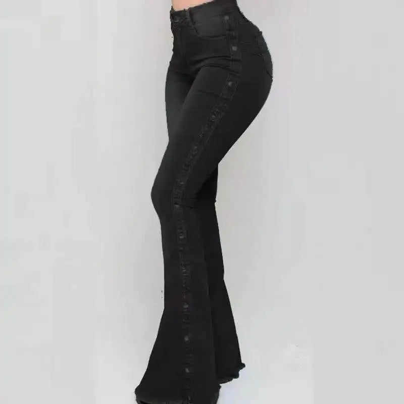 Side Cut Out Flare Jeans - IVORYNN