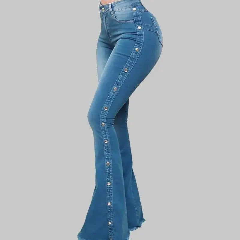 Side Cut Out Flare Jeans - IVORYNN