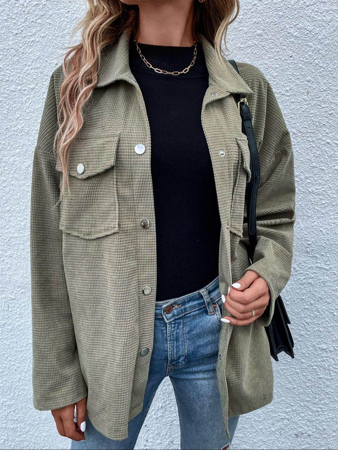 Snap Down Collared Luxury Shoulder Jacket - IVORYNN