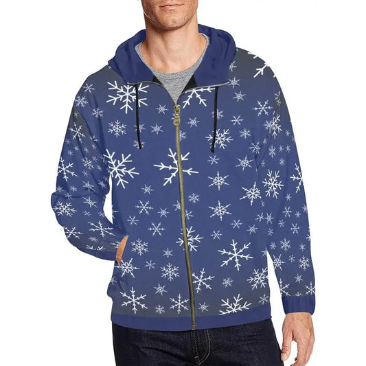 Snowy Full Zip Navy Hoodie - IVORYNN