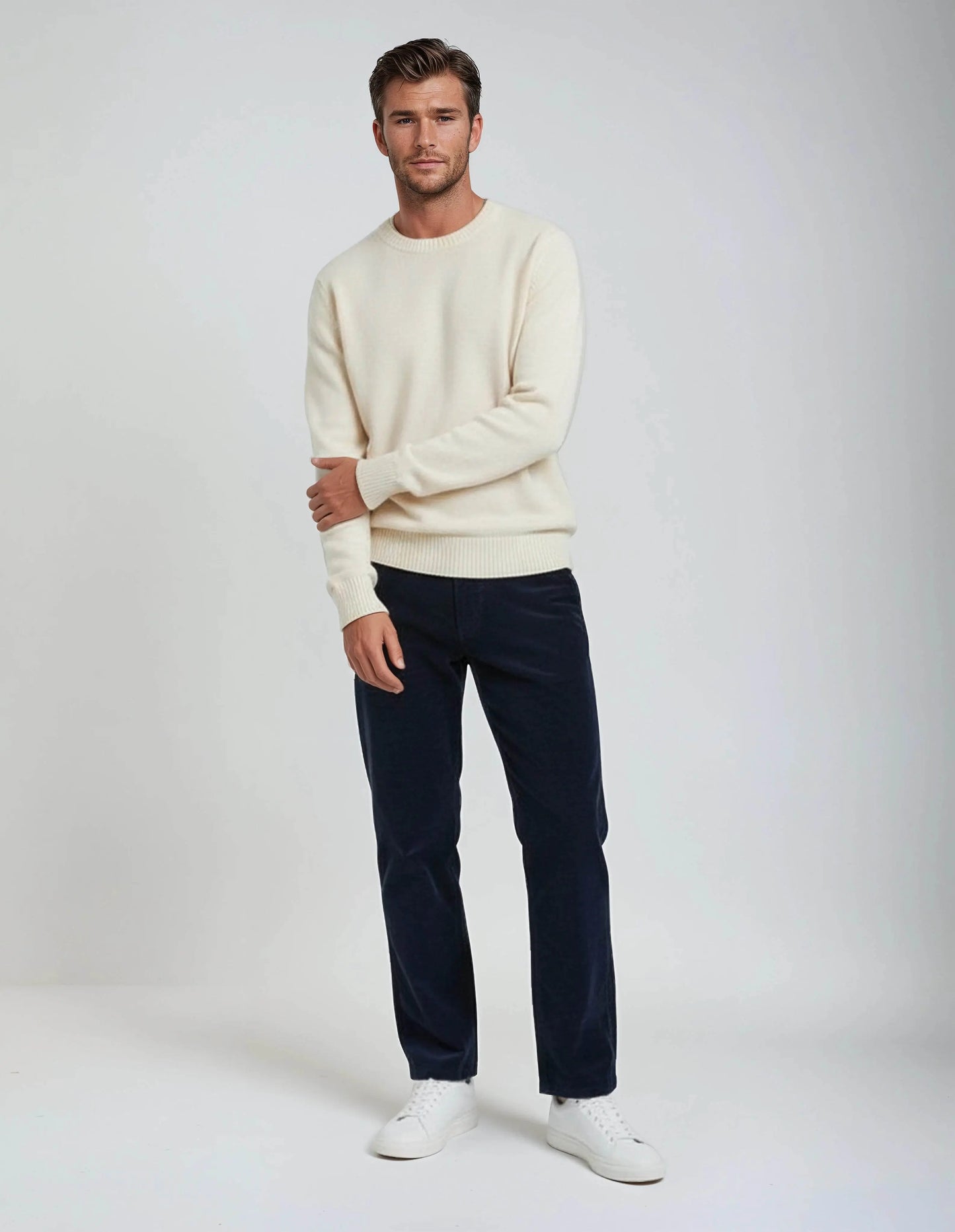 Soft Stretch Classic Navy Blue Corduroy Pants - IVORYNN