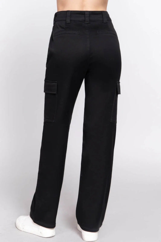 Straight Fit Comfort Functional Black Long Pants - IVORYNN