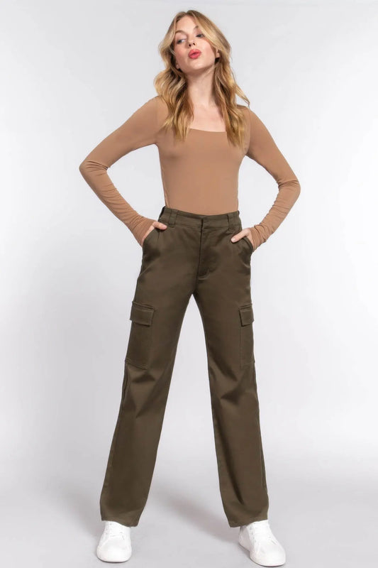 Straight Fit Comfort Functional Olive Drab Camouflage Long Pants - IVORYNN