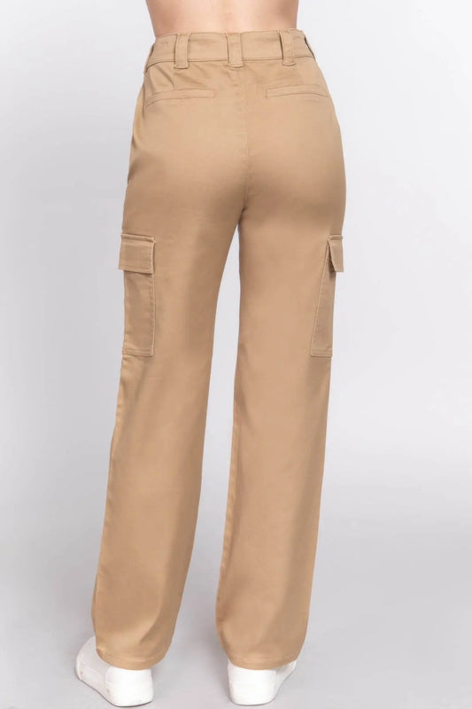 Straight Fit Comfort Functional Tan Long Pants - IVORYNN