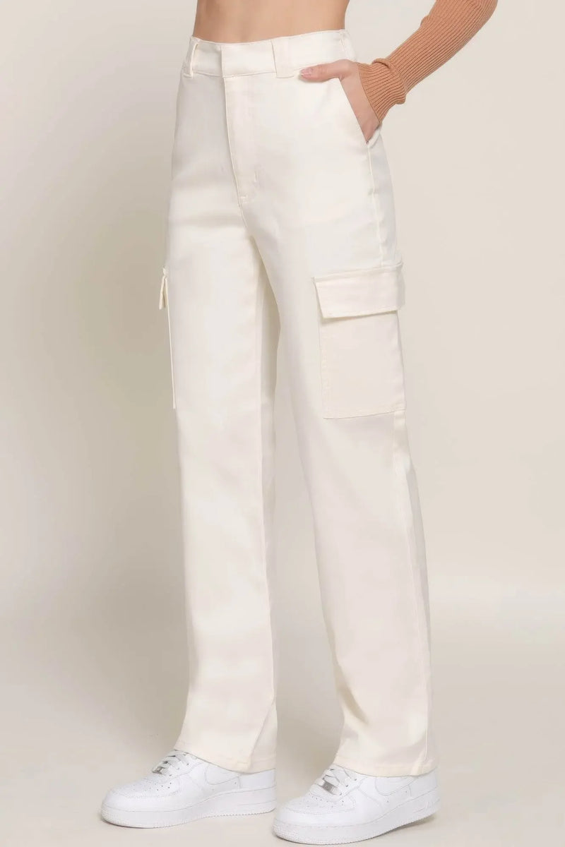 Straight Fit Comfort Functional White Long Pants - IVORYNN