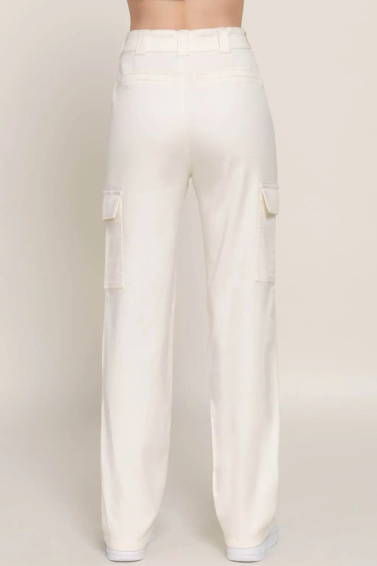 Straight Fit Comfort Functional White Long Pants - IVORYNN